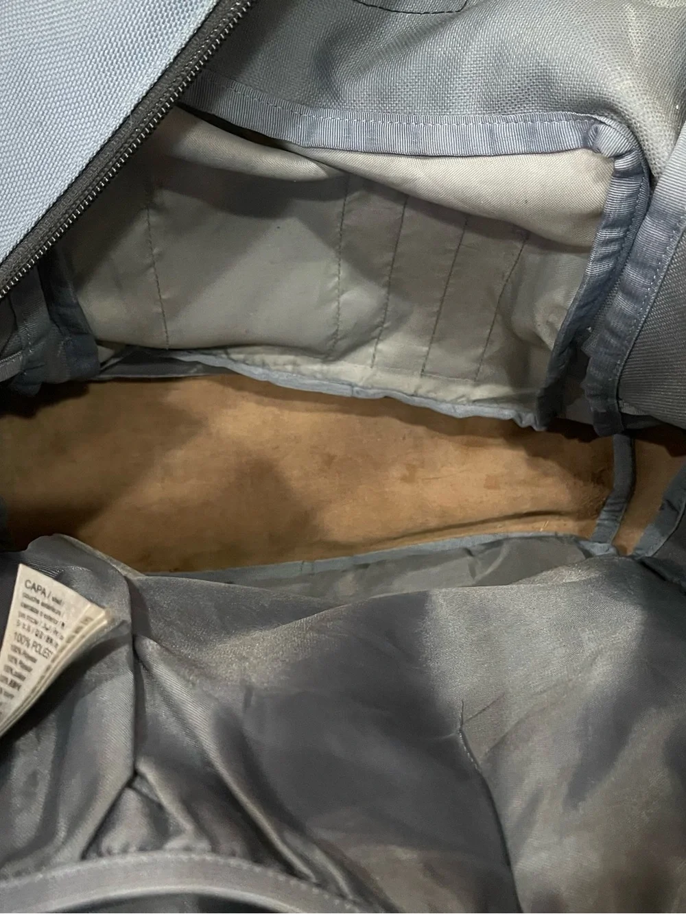 Jansport Gray Backpack with Brown Suede Base